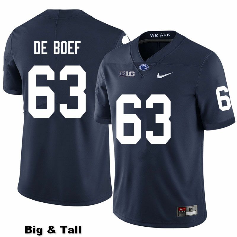 NCAA Nike Men's Penn State Nittany Lions Collin De Boef #63 College Football Authentic Big & Tall Navy Stitched Jersey AGA7298ZK